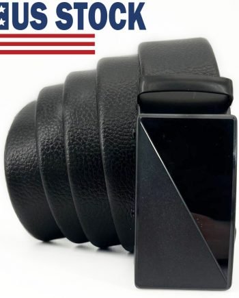 Microfiber PU Leather Ratchet Belt Belts For Men Adjustable Slide Buckle Black